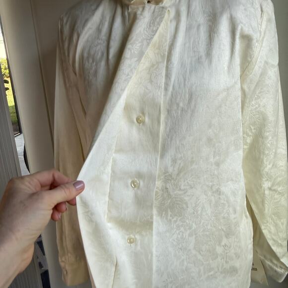 Vintage Victorian Romantic Blouse Cotton Jacquard Size 12 Barrie Pace USA Made - Picture 5 of 12